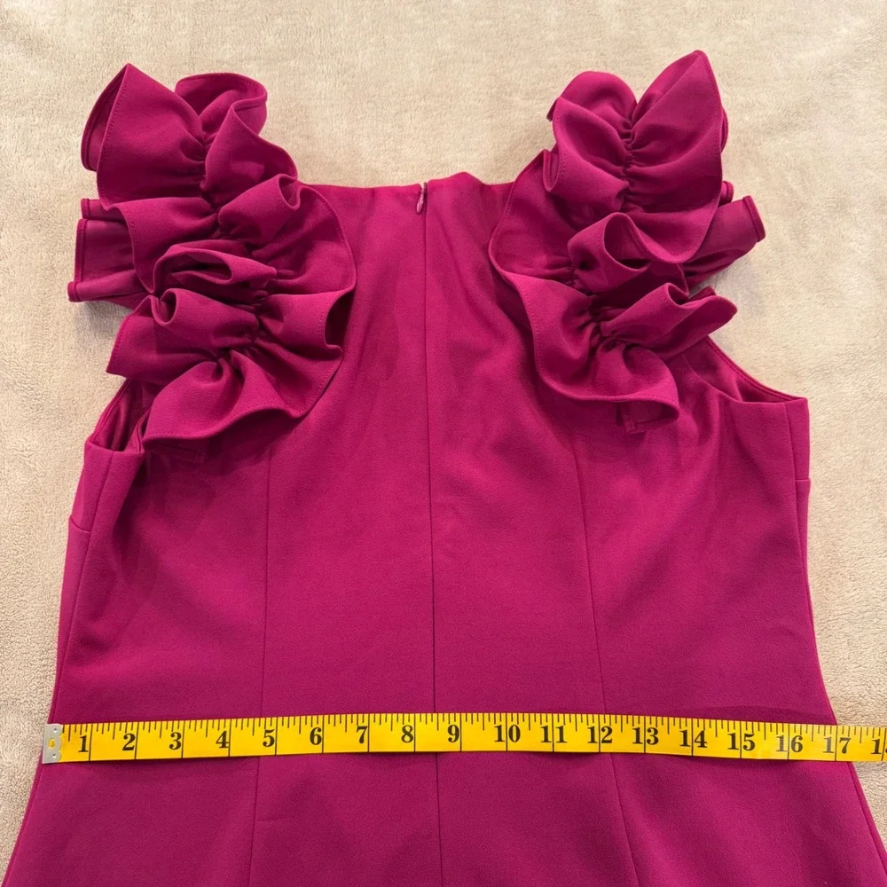 Fuchsia Pink Ruffle Cocktail Shift Dress Wedding‎ Formal Party Mother Bride Sz12